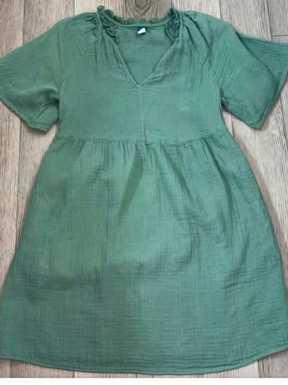 Old Navy Olive Green Cotton Babydoll Dress